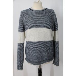 New England M Blue Striped Merino Wool Blend Sweater Giemme Italy